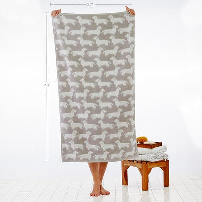 SKL Home Dog Bath Towel, Gray | 550 GSM weight. Plush & absorbent terry jacquard. Great for pet lovers.
