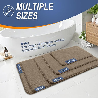 OLANLY Thick Memory Foam Bathroom Rugs 34x21, Soft Absorbent Bath Mat, Tan | Quick Dry Bath Rugs, Non-Slip Carpet, Machine Washable Mats for Bathroom Floor, Tub and Shower, Home Decor Accessories