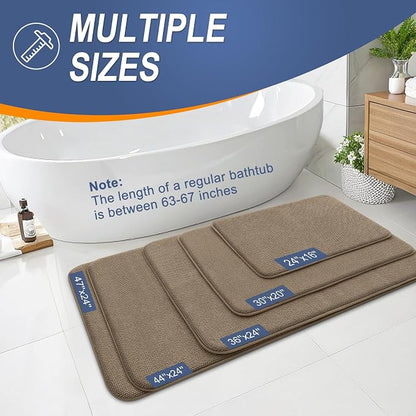OLANLY Memory Foam Bathroom Runner Rugs 40x24, Absorbent Long Bath Mat, Tan | Soft Quick Dry Bath Rugs, Non-Slip Carpet, Machine Washable Mat for Bathroom Floor, Tub and Shower, Home Decor Accessories