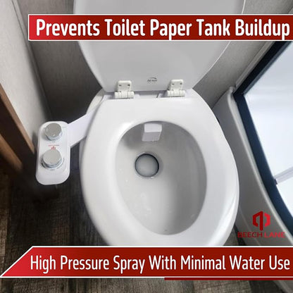 Beech Lane RV Bidet, Fits Most RV Toilets, Self Cleaning Adjustable Spray, Easy Install and Non-Electric, Prevents Toilet Paper Buildup in Black Tank, Included Metal Mounting Hardware and Hose