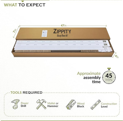 Zippity Burbank Picket Fence Panels, White Vinyl DIY No Dig Kit | 41inH x 44inW, 2 Panels, Temporary Barrier for Backyard, ZP19057
