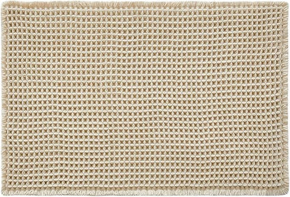 TYUU Waffle Bath Mat, Boho Bathroom Rugs Non Slip, 36x24 Pale Beige | Super Absorbent Quick Dry Bath Rug, Non-Slip Backing, Soft Waffle Washable Farmhouse Bathroom Mats, Tub, Shower & Home Decor