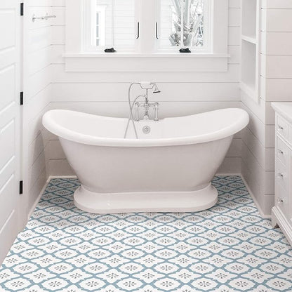 FloorPops FP2943 Alfama Peel & Stick Floor Tiles, Multicolor, Blue (Pack of 2)