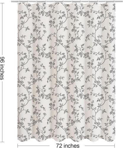 MitoVilla Extra Long Cotton Floral Shower Curtain for Bathroom,72 x 96 | Extra Long BoHo Cottagecore Spring Shower Curtains, Modern Farmhouse Country Plant Leaves Bathroom Décor, 72 x 96