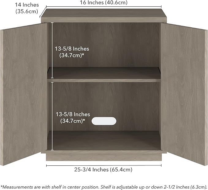 Henn&Hart 28" Fluted Wooden Accent Cabinet, Ribbed Modern Sideboard Buffet Cabinet with 2 Doors and an Adjustable Shelf for Living Room, Dining Room, Bedroom or Entryway, Weathered Gray