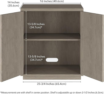 Henn&Hart 28" Fluted Wooden Accent Cabinet, Ribbed Modern Sideboard Buffet Cabinet with 2 Doors and an Adjustable Shelf for Living Room, Dining Room, Bedroom or Entryway, Weathered Gray