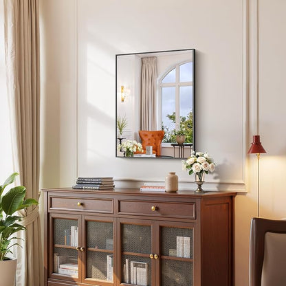 YIROMAN Bathroom Mirror 24"x32", Black Bathroom Mirrors for Over Sink with Aluminum Frame, Rectangular Vanity Mirror with Right Angle, Wall Mirror for Oversink, Vanity, Bedroom, Living Room