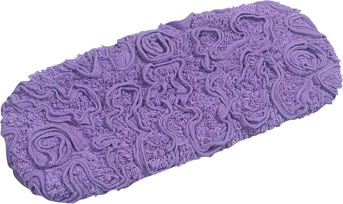 Home Weavers Bell Flower Toilet Tank Lid Cover – 10"x22", 100% Cotton, Tufted, Soft & Absorbent, Non-Slip, Machine Washable Bathroom Décor, Purple