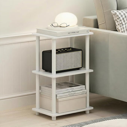 Furinno Turn-N-Tube Storage Shelves, 3-Tier Open Frame Book Shelf, Standing Corner Shelf, Toolless Assembly, Open Shelves, for Organization and Storage, Living Room, Garage, Home Office, White