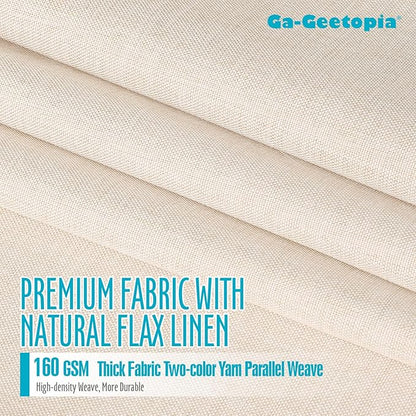 Ga-Geetopia Extra Long Linen Textured Shower Curtain Set with Hooks, Beige Boho Farmhouse Bath Shower Curtains for Bathroom Neutral Cloth, Hotel Luxury, Weighted, 72W x 84L, Cream