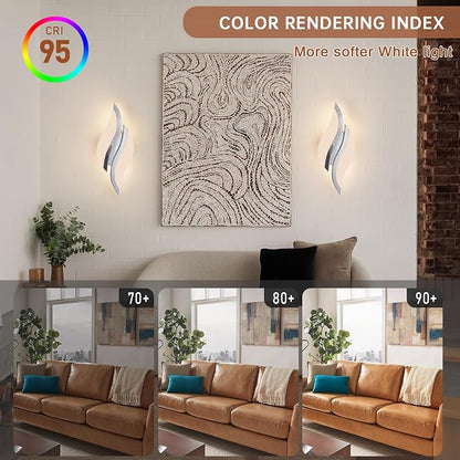 CANEOE Modern LED Wall Sconce 6000K Chrome Indoor Wall Light Fixtures Acrylic Wall Sconce Lighting for Living Room Bedroom Bedside Bathroom Hallway Stairway Wall Lamp (Chrome, 1 Pack, 3000K)