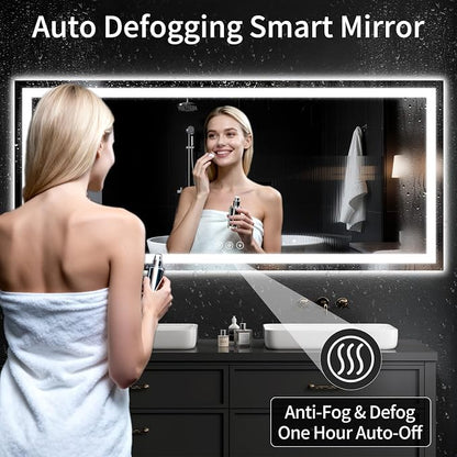 LED Bathroom Mirrors 32"x72" Bathroom Mirror with Lights for Wall, Backlit + Front Lit, 3 Colors, Anti-Fog, Dimmable Brightness for Vanity,Bathroom, Entryway, Living Room