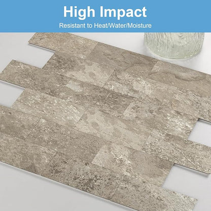 2026 New Upgrade Peel and Stick Backsplash Tile, Peel and Stick 11.34" X 11.57" Wall Tile for Kitchen, Bathroom, Fireplace, Laundry (Brownish Stone, 10 Packs)