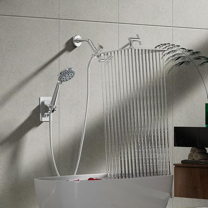 Shower Head, 8'' Rain Shower Head with Handheld Spray, High Pressure Rainfall Showerhead Combo with Adjustable Shower Extension Arm 5 Modes Handheld Shower Heads Detachable Dual Shower, Chrome