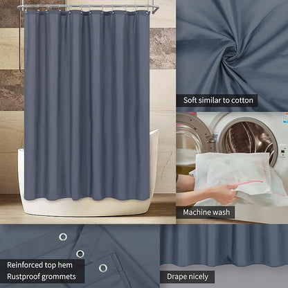 ALYVIA SPRING Stall Waterproof Shower Curtain or Liner Stone Blue, 36x72 | 2 Magnets, Soft Cloth & Hotel Quality, Machine Washable, Light-Weight, Stall Size