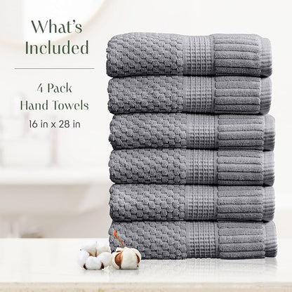 6 Pack 100% Cotton Hand Towels | Grey Towels | Oeko‑TEX Standard 100 | Soft & Absorbent, Quick‑Dry | Trinity Collection - Charcoal