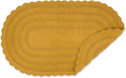 DII Crochet Collection Reversible Bath Mat, Large Oval, 21x34, Honey Gold
