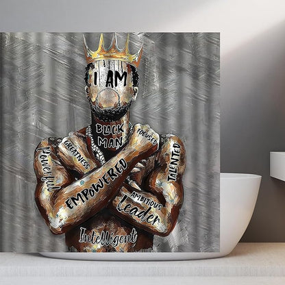 Black King Shower Curtain African American King Afro Man Hippie Art Wall Hanging African American Man Crown Shower Curtain College Dorm Decor 72 * 72 Inches