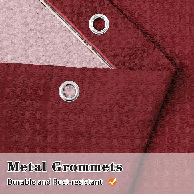 Shower Curtain Set, for Bathroom Decor 72" x 72", Burgundy Modern | Waffle Solid Textured Waffle Textured Cloth Waterproof Matching Window Shower Curtain 36 x 30 Inches