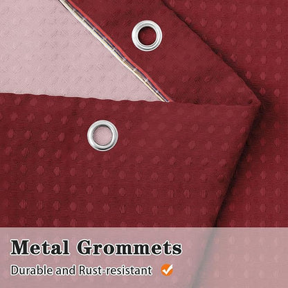 Shower Curtain Set, for Bathroom Decor 72" x 72", Burgundy Modern | Waffle Solid Textured Waffle Textured Cloth Waterproof Matching Window Shower Curtain 36 x 30 Inches
