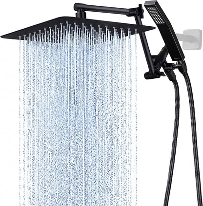 G-Promise All Metal 12 Inches Rainfall Shower Head with Handheld Combo | All Metal, Built to Last, Easy Install, Adjustable Height & Angle for All Heights, Extra Long Hose, Modern Upgrade