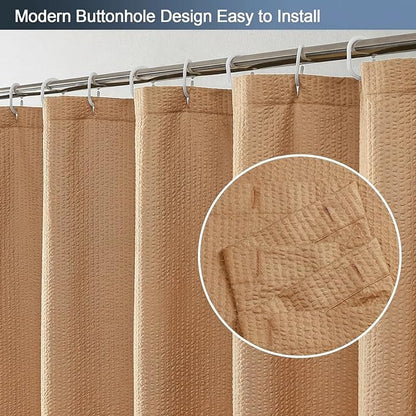 Coral Shower Curtain for Bathroom 72x72 Inch, 3D Embossed Textured Waffle Fabric Shower Curtains, Soft Hotel Farmhouse Style, Water Repellent, Machine Washable, Coral, 72" W x 72" L