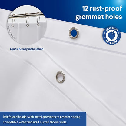 Clorox Shower Curtain Liner, Premium Lightweight Flexible Waterproof 3g PEVA for Bathroom with Weighted Magnets, Standard Size 70" x 72", Frosty 1 Pack