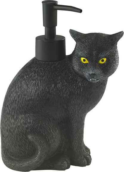 Avanti Linens - Soap Dispener/Lotion Pump, Guest Bathroom Essentials, Black Cat Inspired Bathroom Decor (Halloween Collection)