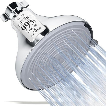 NUUD Filtered Shower Head | Removes Chlorine for Healthier Hair & Skin | Removes Chlorine, Heavy Metals & Contaminants for a Healthier Scalp, Skin & Hair | High Pressure Shower Head Filter - Chrome