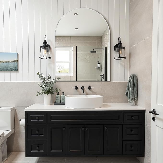 Arched Bathroom Vanity Mirror for Over Sink, 40”x30”, Silver | HD Tempered Glass, Anti-Rust Metal Frame, Hanging or Leaning, Wall Mirrors for Bathroom Sink, Bedroom, Living Room, Entryway