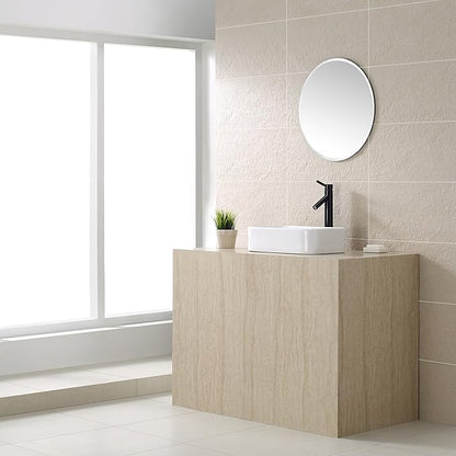Kraus KCV-122-ORB White Rectangular Ceramic Bathroom Sink with Pop Up Drain Oil Rubbed Bronze