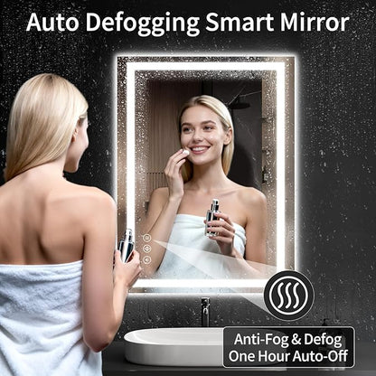 40"x30" LED Bathroom Mirror with Lights, Dimmable, Anti-Fog, Lighted Bathroom Vanity Mirror for Wall, Backlit + Front Lit, Memory Function, Shatter-Proof, Tempered Glass