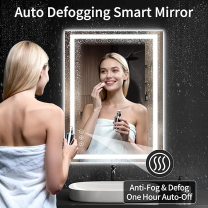 40"x30" LED Bathroom Mirror with Lights, Dimmable, Anti-Fog, Lighted Bathroom Vanity Mirror for Wall, Backlit + Front Lit, Memory Function, Shatter-Proof, Tempered Glass