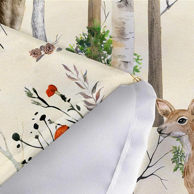 JAWO Rustic Forest Shower Curtain, Lodge Cabin Woodsy RV Wildlife Animals Woodland Campers Camping Bathroom Set with Hooks, 72X84 Inch, Beige