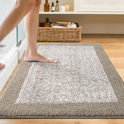 48x32 Large Bathroom Rugs Washable Non Slip, Bath Mat for Bathroom Floor Tub, Soft Absorbent Quick Dry Mats for Shower, Bathtub,Home Decor（Greige）
