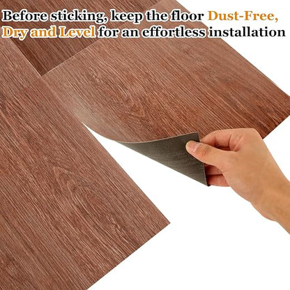 40 Sheet Vinyl Flooring 12” x 12” Peel and Stick Floor Tile Waterproof Walnut Wood Vinyl Floor Tiles Clearance Self Adhesive Floor Tiles Sticky Laminate Flooring Stick on Bathroom Kitchen RV