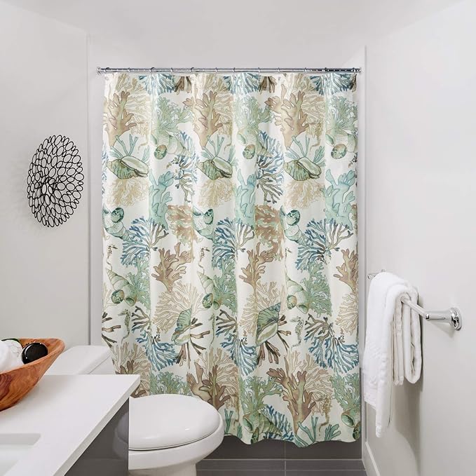 Greenland Home Fashions Fabric Sensations Shower Curtain, Stylish Bathroom Decor, Machine Washable, 72 inches x 72 inches, Atlantis