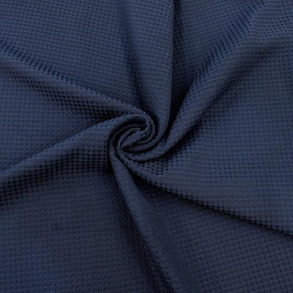 Barossa Design Waffle Weave Clawfoot Tub Shower Curtain 180 x 70 Inch Wrap Around - Heavyweight Fabric to Stop Blowing, Washable, Water Repellent, with 36 Rust-Free Hooks Set, Navy Blue, 180x70
