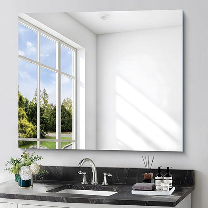KOCUUY Large Frameless Mirror,36x40 Inch Rectangle Bathroom Vanity Mirror for Over Sink, Upgraded Shatterproof Unframed Design