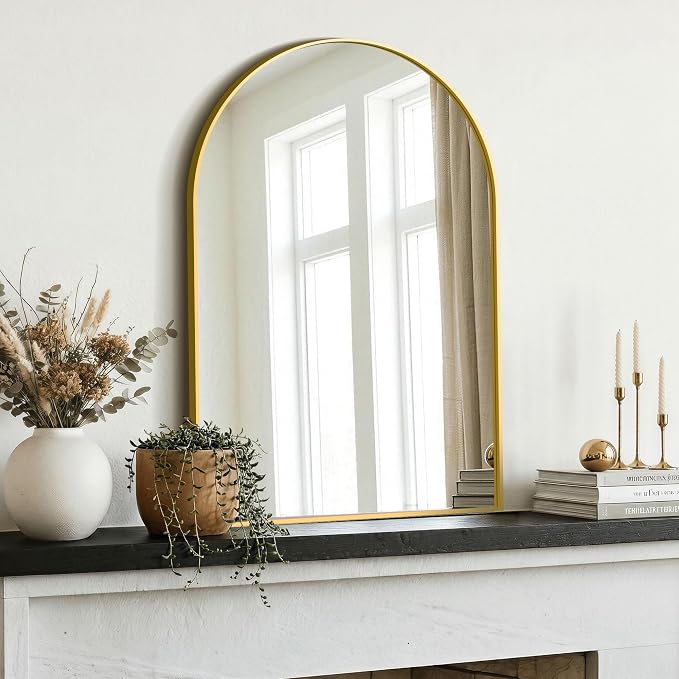 AMOISE Arched Bathroom Mirror for wall, 2 Pack 30"x20" Vanity Mirror, Gold | Metal Frame, HD Glass, Over Sink Mirror for Bathroom, Entryway, Living Room & Bedroom