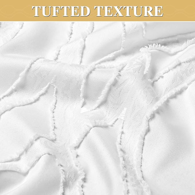Yinhua No Hook Shower Curtain with Snap in Liner Set, 71" W×74" L, White | Hotel Style with See Through Top Window, Washable Waterproof, Tufted Textured, Hookless Curtain for Bathroom Bathtub
