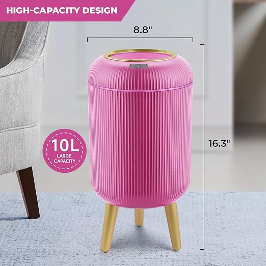 Pukomc Smart Sensor Wastebasket, Convenient and Hygienic Easy to Use | Technology Sensor Waterproof Wastebasket Plastic Trash Can for Kitchen, Bathroom, Bedroom, Living Room, Office and Outdoor