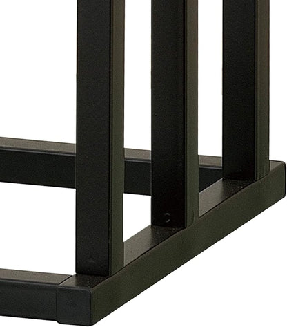MyGift 33 Inch Standing Towel Rack, Freestanding Bath Towel Holder with 3 Tier Bamboo Wood Bar and Black Chrome Plated Metal, Drying Rack Stand for Bathroom, Laundry