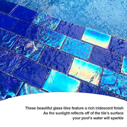 LSDECO 5 Sheets Glass Tile Mosaic Tiles Pool Tile Backsplash for Kitchen Bathroom Shower Tile (Cobalt Blue, 5 Sq.Ft)