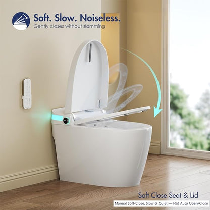 One Piece Smart Bidet Toilet, Foot Sensor Flush, Wash & Dry | Off Seat Auto Flush, Heated Seat, Instant Warm Water, Self Cleaning Wand, Adjustable Wash Settings, Pre Wet, Night Light