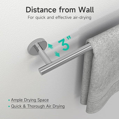 8PCS Polished Chrome Bathroom Hardware Set, 18-Inch Towel Bar Set | Durable SUS304 Stainless Steel Bathroom Accessories Set, Towel Racks for Bathroom Wall Mounted, Modern Home Decor