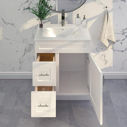 30" Shaker Bathroom Vanity Sink Base with Drawers (Ready-to-Assemble) (Vanity Base in White Shaker)