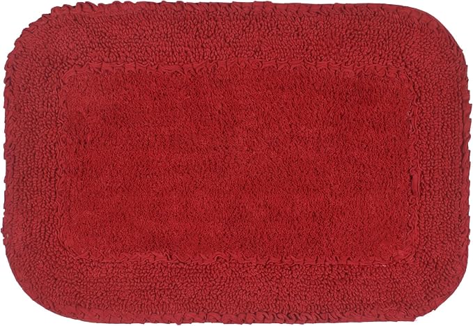 Home Weavers Radiant Collection 100% Cotton Bathroom Rugs Set, Washable Rug, Soft Cotton Extra Soft and Absorbent Bath Rug, Kitchen Mat, Bath Mat Set, Bath Floor Mat Non Slip, 17"x24" Rectangle, Red