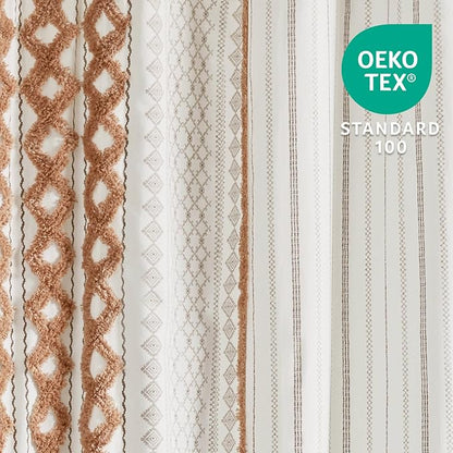 INK+IVY Extra Long Cotton Shower Curtain for Bathroom, Rose Clay, 72 x 84 | Machine Washable, Boho Tufted Chenille Modern Home Bathroom Decor, Bathtub Privacy Screen, OEKO-TEX Certified