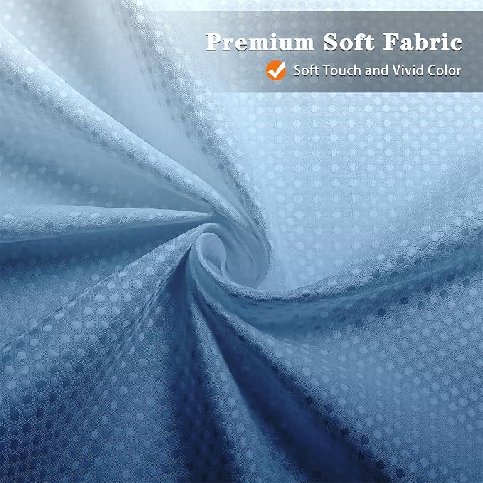 Shower Curtain Set, for Bathroom Decor 72" x 72", Gradient Ombre | Waffle Modern Blue Waffle Textured Cloth Waterproof Matching Window Shower Curtain 36 x 30 Inches